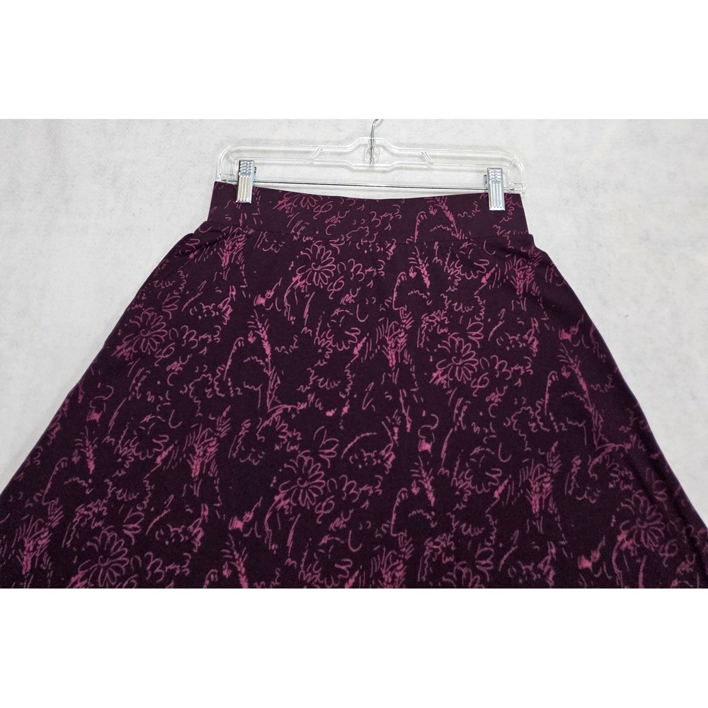 Pact Skirt S Midi flare A-Line Floral Garden Stretch High Rise Purple Jersey - Picture 4 of 7